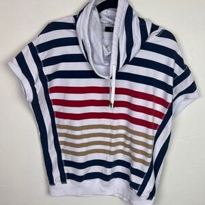 FDJ striped cowl neck shirt short sleeve sweatshirt USA flag style